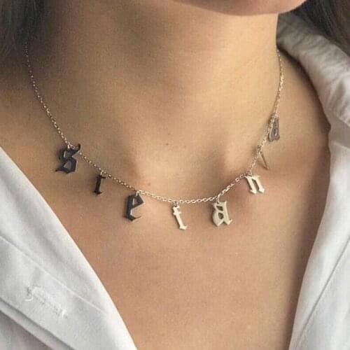 Letter Necklace Women Jewelry Couple Gift Necklace Choker Initial Necklace Old English Name Necklace Custom Name Jewelry Gift