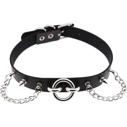 Pendant Necklace Sexy Collar Restraints Choker Neck Punk Gothic PU Leat Choker Necklace Body Birthday Party Gift chocker Jewelry