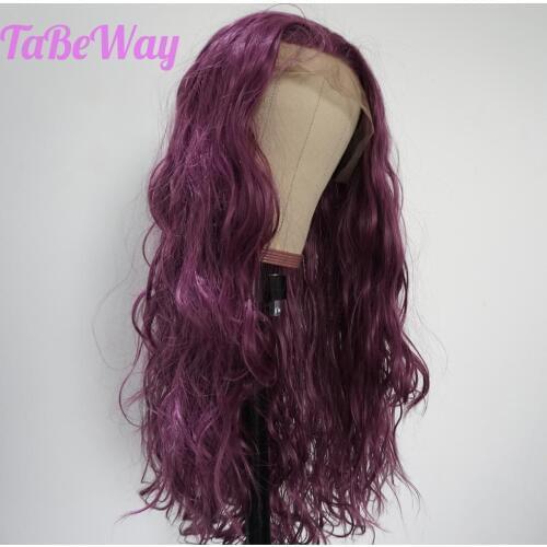 TaBeWay Purple Synthetic Lace Front Wigs Loose Wave Long Hair Resistant Glueless With Natural Hairline for Women
