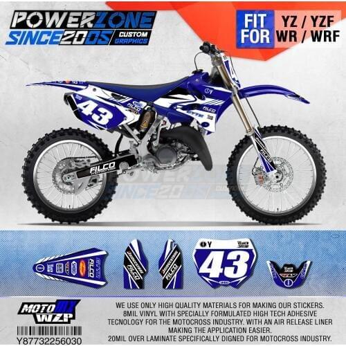 PowerZone Customized Team Graphics Backgrounds Decals 3M Custom Stickers For YAMAHA YZ125/250 X 1996-2001 2002-14 2015-2019 030