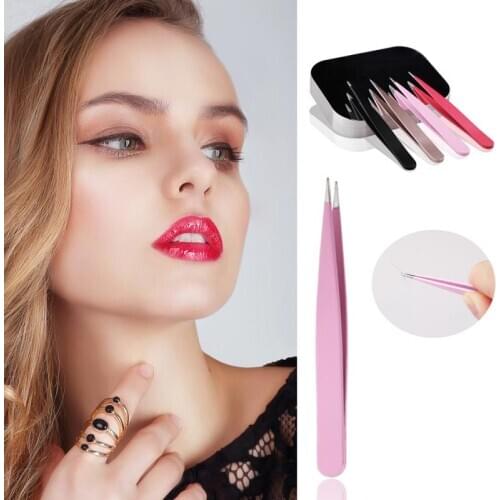 PROFESSIONAL BEAUTY EYEBROW SLANTED TWEEZERS in 4 COLORS HOTSALES 2019 MAKEUP TOOLS
