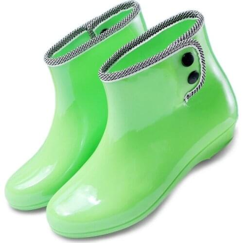 PVC Ladies Casual Short Rain Boots Fashion Student Rainboots Women Winter Warm Non-slip Rubber Shoes Garden Kitchen Water Boots