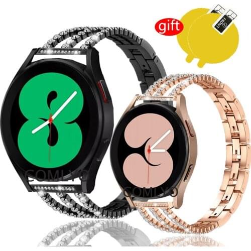 Luxurious Stainless Steel Band Strap For Samsung Galaxy watch 4 classic 42mm 46mm 40mm 44mm Smart Wristband Screen Protector
