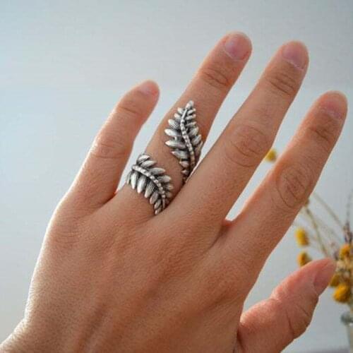 Retro Fashion Leaves Surround Opening Adjustable Accessories Ring Tourism Memorial High Quality Jewelry