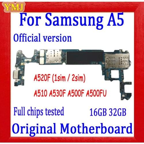 With full chips for Samsung A5 A520F A530F A510F A500F A500FU A5000 Motherboard, EU Version 100% Original unlocked Logic board
