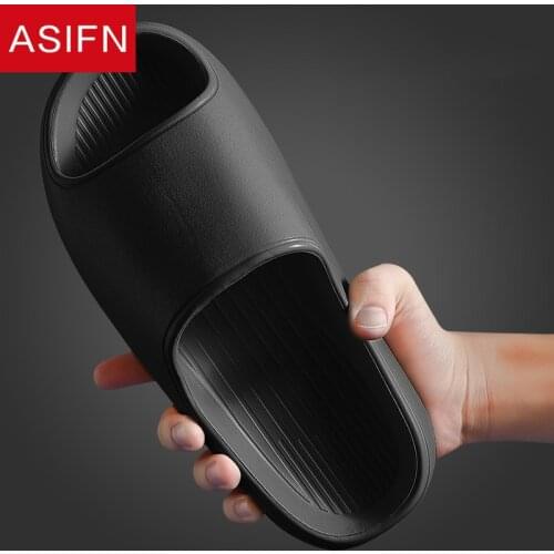 ASIFN Summer Bathroom Men Slippers Thick Sole EVA Home Women Slippers Sandals Non-slip Lightweight Bedroom Slides Bath Mules