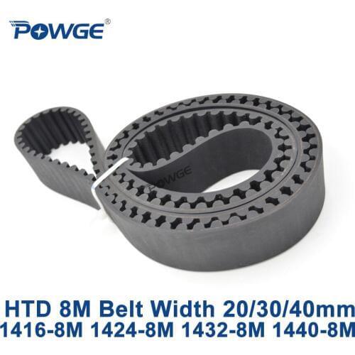 POWGE HTD 8M synchronous Timing belt C=1416/1424/1432/1440 width 20/30/40mm Teeth 177 178 179 180 HTD8M 1416-8M 1432-8M 1440-8M