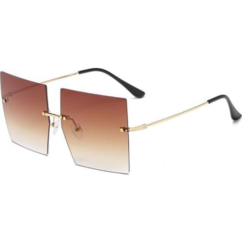 2021 Trendy Oversized Square Sunglasses Women Men Personlity Fashion Sexy Red Brown Color Lens Retro Ladies Sun Glasses UV400