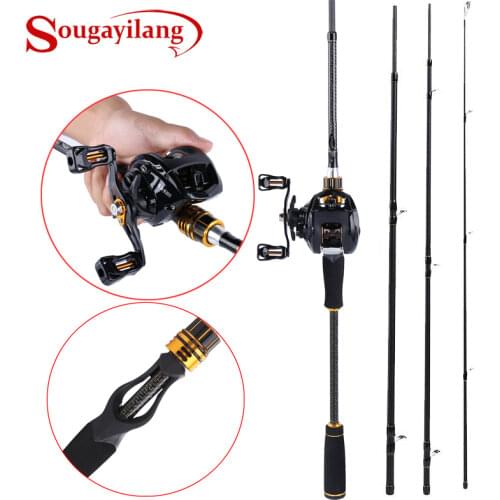 Sougayilang Casting Fishing Rod and Baitcasting Reel Combo Portable Travel Fishing Pole And 12+1BB Baitcasting Reel Kit