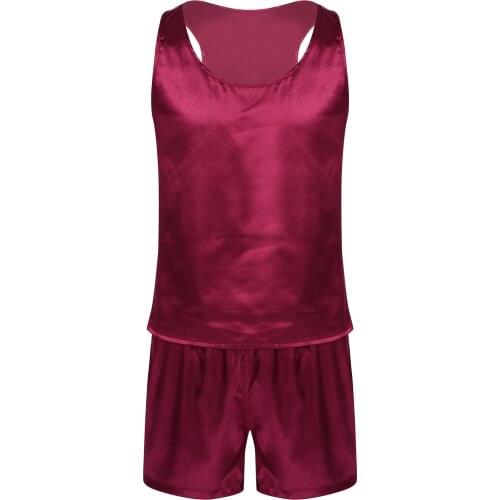 Stylish Men Tank top shorts Pajamas Sets Sleeveless Satin Sleepwear Cozy Nightclothes Summer Nightgown Loungewear Nightwear