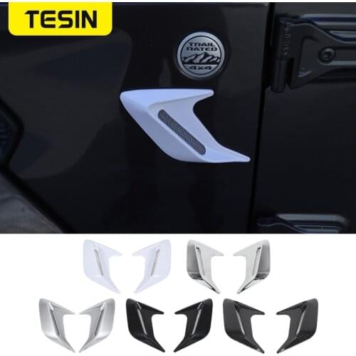 TESIN ABS Car Front Side Fender Vents Air Outlet Decoration Cover Stickers For Jeep Wrangler JL 2018+ Car Exterior Accessories
