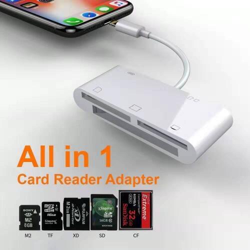 Lightning SD Card Reader for iPhone XS Max XR 11 Pro Max Support CF, TF, M2, XD, SD, Extend Storage, 5 in 1,3 in 1 Adapter iOS13