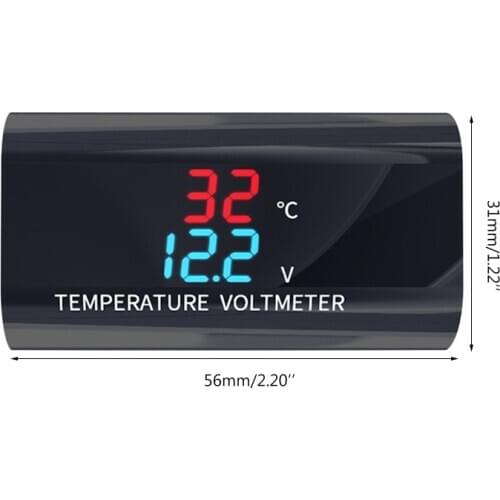 Waterproof DC 12V Voltmeter Thermometer 0.28inch Dual Display for Car Motorcycle M17E