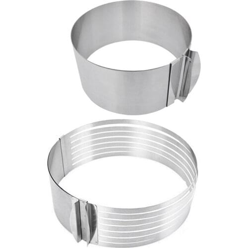 16-30CM Retractable Stainless Steel Mousse Ring Baking Tool Set Cake Mold Adjustable Cake Cutter Slicer-ABUX