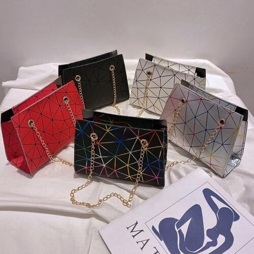 Womens Bag 2021 New Colorful Chain Rhombohedral Chain Square Messenger Bag Casual Simple Shoulder Bag Large Capacity Small Bag