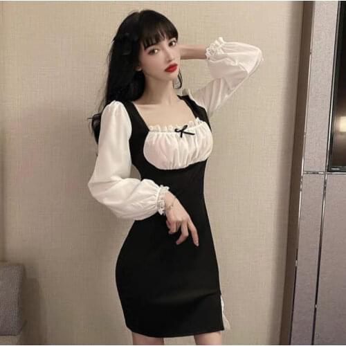 Dresses For Women Womens Square Collar Puff Sleeve Summer Dress Vestido De Mujer Femme Robe