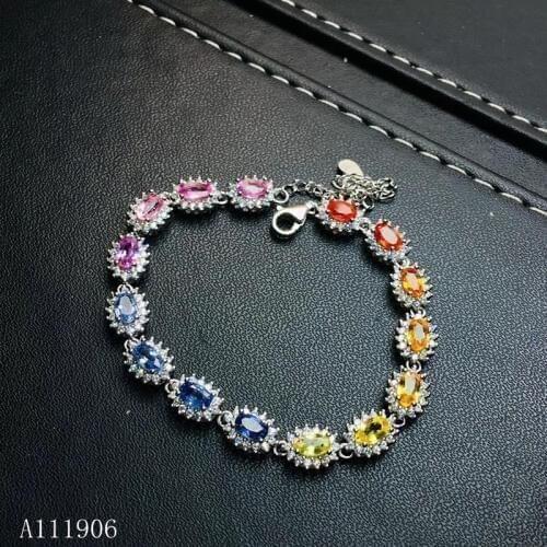 KJJEAXCMY Fine Jewelry 925 sterling silver inlaid natural color sapphire female bracelet support review luxury