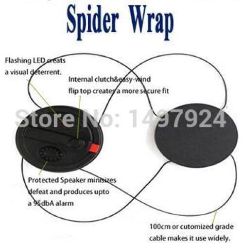 Hot selling 20pcs eas spider wrap tag,self alarm Hard tag for electronic items+1 pc EAS spider detacher