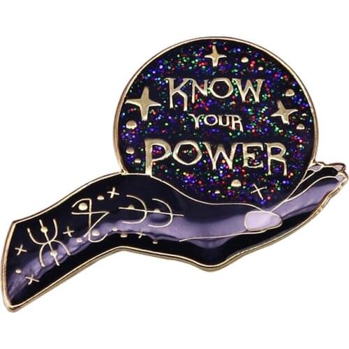 Know your power Girl gang magic brooch crystal ball badge Embrace your inner witch with this fabulous feminist pin