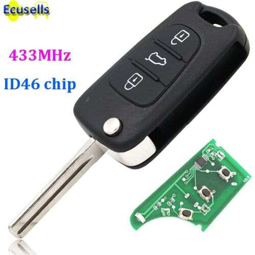 10PCS 3 buttons 433mhz ID46 CHIP Folding flip Remote key fob for Kia Rio Ceed Cee'd CeedPro Picanto Sportage for CE0682 models