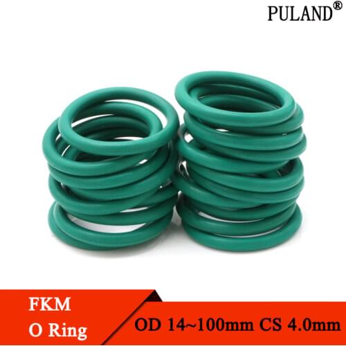 10pcs CS4.0mm OD 14~100mm Green FKM Fluorine Rubber O Ring Sealing Gasket Insulation Oil High Temperature Resistance Green