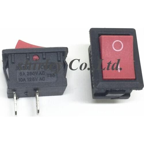10PCS/LOT 15*21mm 2 Pin SPST ON/OFF Boat Rocker Switch 6A 250V 10A 125V AC KCD1-101 Snap-in red Rocker Switches