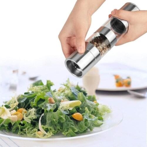 2 in 1 Seasoning Grinding Stainless Steel Manual Pepper Grinder Salt & Pepper Mill Grinder Kitchen Tools Accessories for Cooking