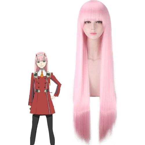39.3" DARLING in the FRANXX Wig ZERO TWO 002 Pink Women Heat Resistant Synthetic Hair Halloween Party Cosplay Wigs + Net Cap