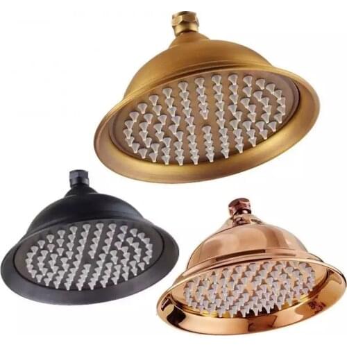 8 inch 20CM Round Gold Chrome, Antique,Black Bathroom Solid Stainless Steel Large Rain Shower Head