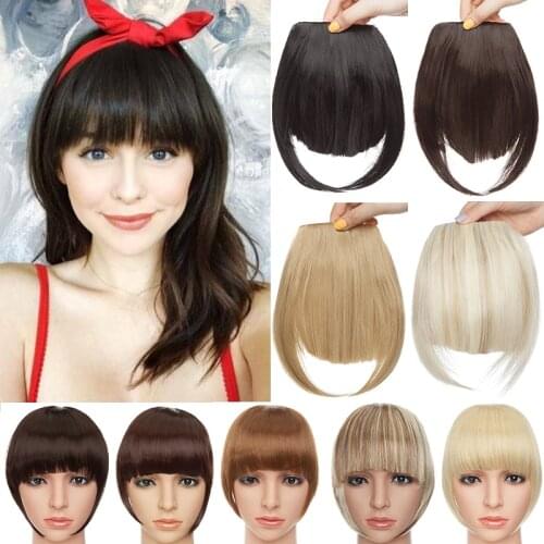 BENIHAIR Clip In Hair Bangs Hairpiece Clip In Hair Extension Synthetic Hair Extension Blunt Bangs Fake Bangs For Women