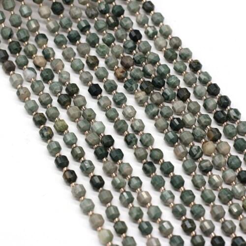 New Beaded Natural Stones Green Wood Grain Beads Fashion Irregular Round Faceted Beaded for Jewelry Making DIY Bracelets 6mm