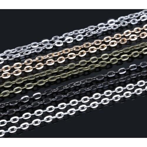 5M Bronze Gold/Silver/Rhodium/Gold/Gunmetal Tone Flat Link-Opened Chains 5x4mm ,Jewelry Findings