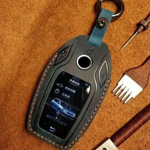 Blue Car Genuine Leather Car LED Display Key Cover Case for BMW 5 7 series G11 G12 G30 G31 G32 i8 I12 I15 G01 X3 G02 X4 G05 X5