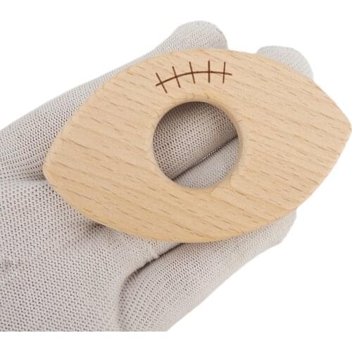 Chenkai 10pcs Wooden football Teether Nature Baby Rattle Grasping Fidget Toy DIY Organic Eco-friendly Wood Gift Accessories