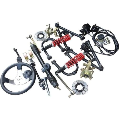 Go Kart Karting Four Wheel ATV Flange Steering Rack Box Knuckles Front Suspension Shock Absorbers Swingarms With Steering Wheel