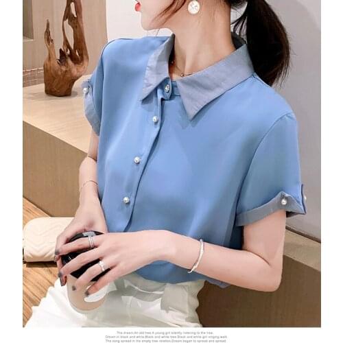 Cheap wholesale 2021 spring summer autumn new fashion casual chiffon women shirt woman female OL button up Py3607
