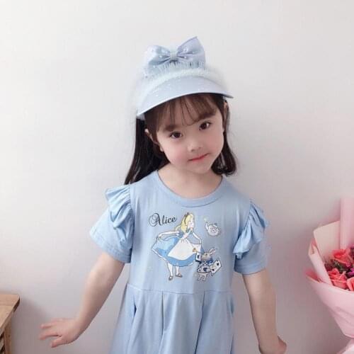 2021 Cute Baby Hat Bow-knot Decor Sun Protection Plastic Lovely Children Summer Visor Hat for Birthday Performance Kids Hats