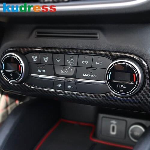For Ford Focus 2019 2020 Carbon Fiber Style Air Conditioner Switch Button Frame Cover Trim Car Interior Accessories
