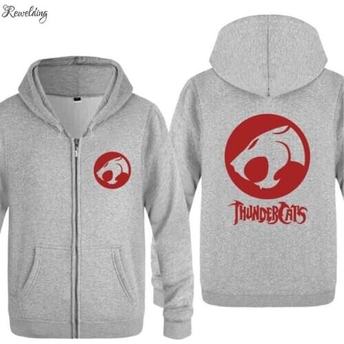 Mens Hoodie Anime Thundercats Printed Hoodies Men Hip Hop Fleece Long Sleeve Zipper Jacket Coat Sweatshirt Skate Tracksuit