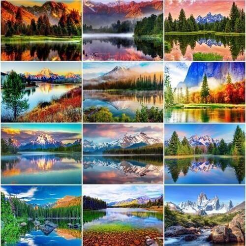 EverShine Diamond Painting Full Square Landscape Mountain Pictures Of Rhinestones Diamond Embroidery Sale Lake Cross Stitch Art