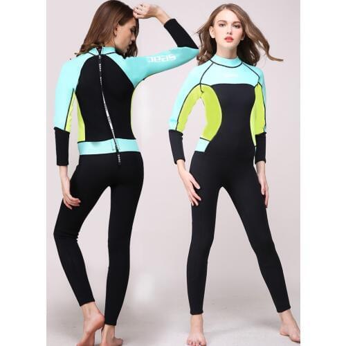 Womens Wetsuit 3mm Premium Neoprene Full Wetsuits Girls Diving Suits Scuba Surfing Sknorkeling Black Yellow Blue Patchwork Seac