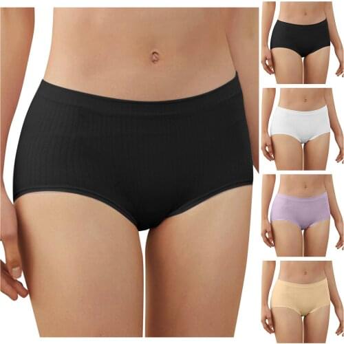Cotton Womens Underwear Panties High Waist Briefs Solid Color Breathable Underpants Seamless Soft Lingerie Girls Fashion Briefs