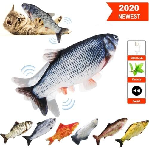 30CM Cat Toy Fish USB Electric Charging Simulation Dancing Jumping Moving Floppy Fish Cat Interactive Toy with Catnip For Cats