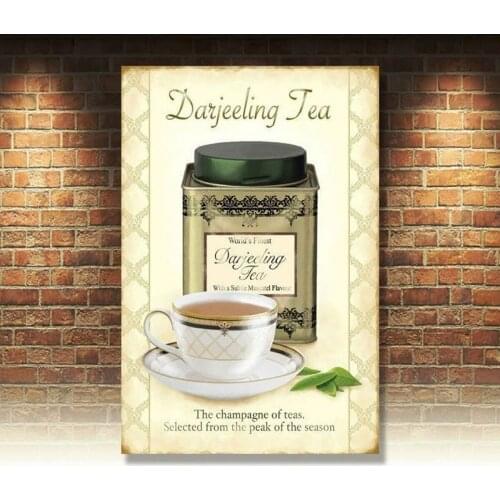Classic Darjeeling Tea Room Drink Kitchen Cafe Shop Retro Small Metal Tin Sign