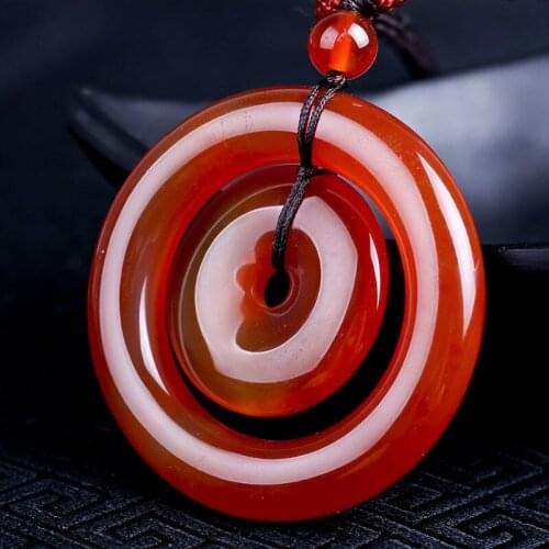 Fashion Women Red Agate Safety Buckle Hand-carved Jade Pendant Fashion Men and Women Jade Necklace Green Red Pink Yellow White