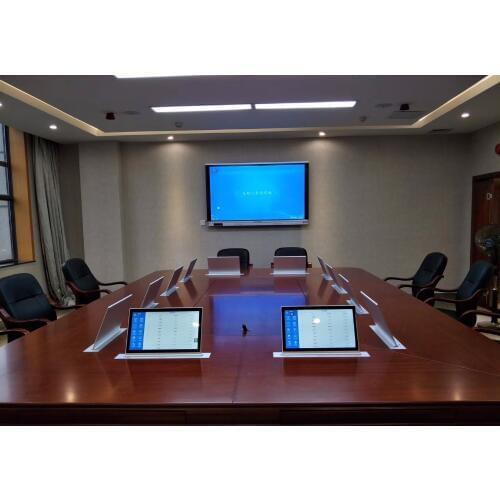 Motorized pop up LCD Monitor Lift with Widescreen for Conference Table extra thin with touch screen