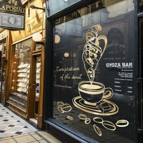 Coffee Shop Sticker Bean Milk tea Decal Cafe Cup Poster Vinyl Art Wall Decor Mural Decoration Break Bread Coffee Glass Decals