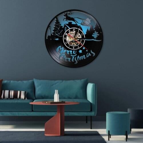 PVC Unique PVC Christmas Style Hanging Clock 2 Types Wall Art Clock Lightweight for Decoration