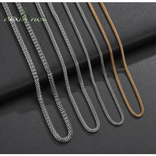 Nextvance Classic Gold Color Chain Necklace for Men Long Snake Necklace 2.4/3.2 MM Wide Titanium Steel DIY Jewelry Wholesale