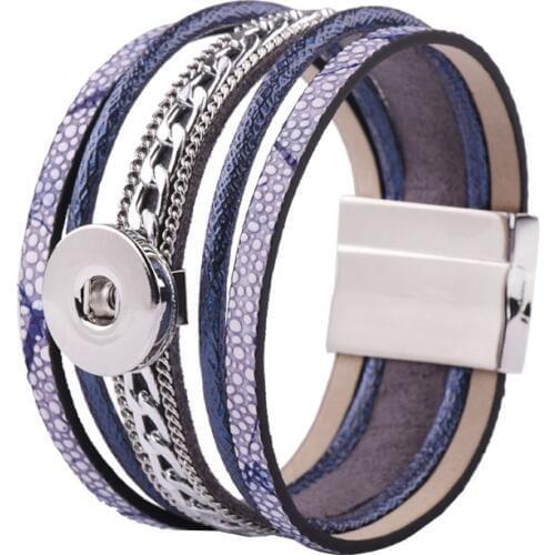 Newest Bohomia Handmade Snap Button Charm Bracelet Beach Jewelry Fit 18mm Interchangeable Snap Button Leather Magnetic Clasp